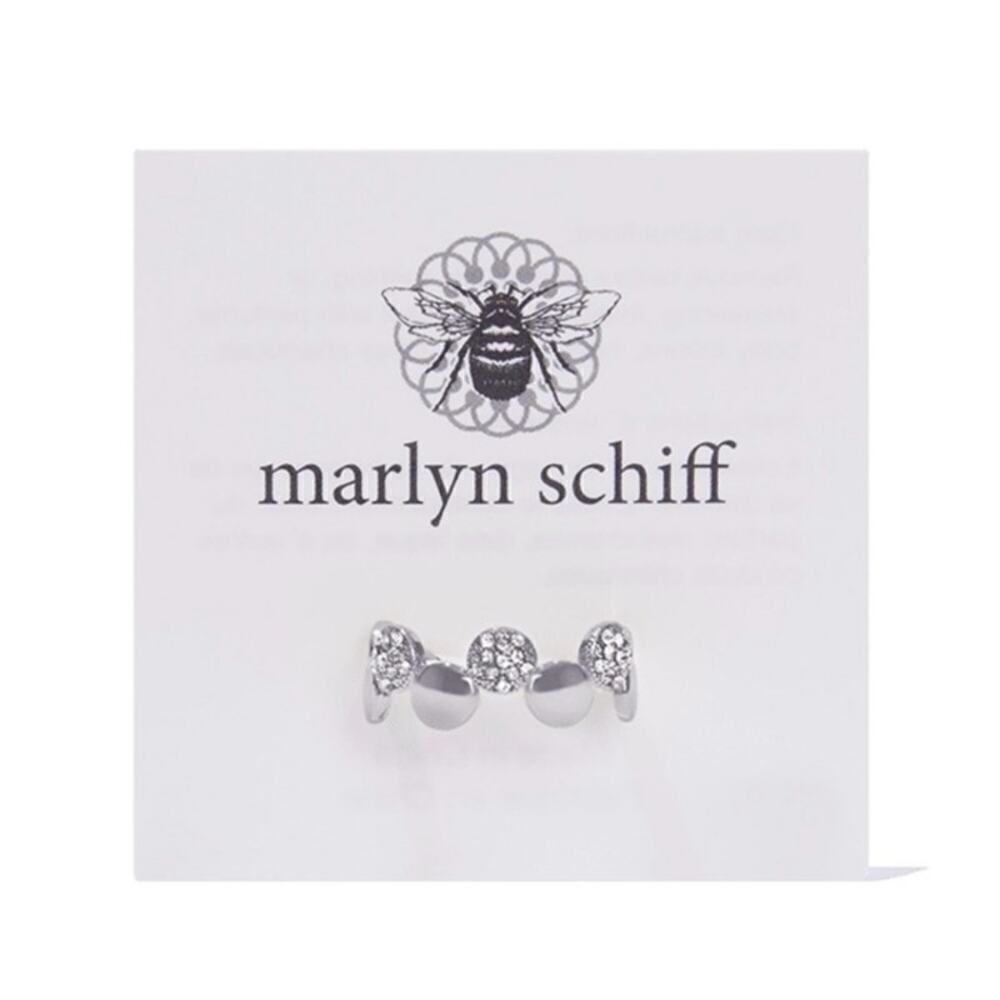 MARLYN SCHIFF Silver Disc Pave Adjustable Ring OS